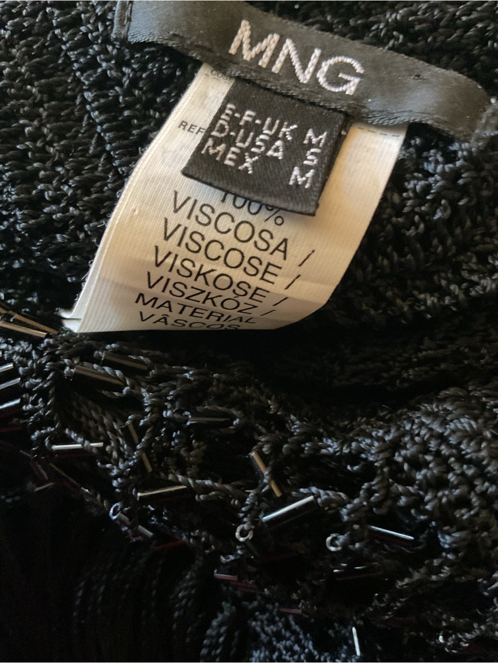 VTG Y2K MNG BLACK CROCHET HALTER BEADED FRINGE TOP - Picture 6 of 6
